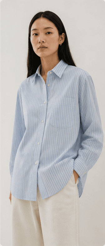 An Asian woman wearing the garment