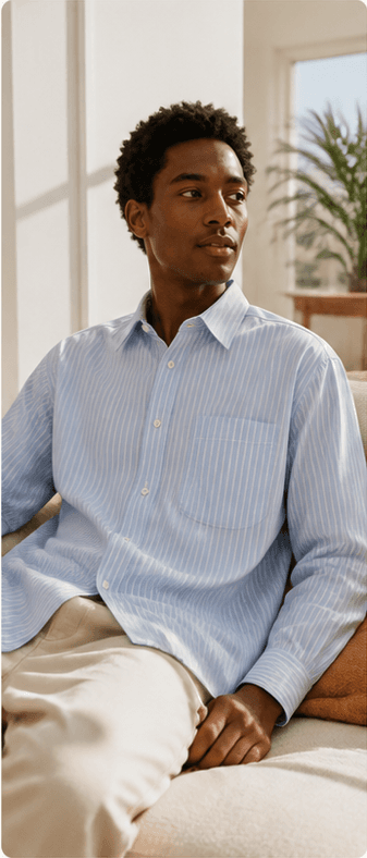 A Black man wearing the garment
