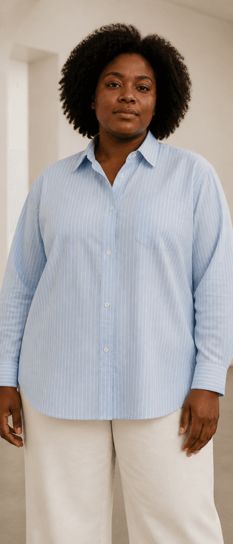 A Black plus-size woman wearing the garment